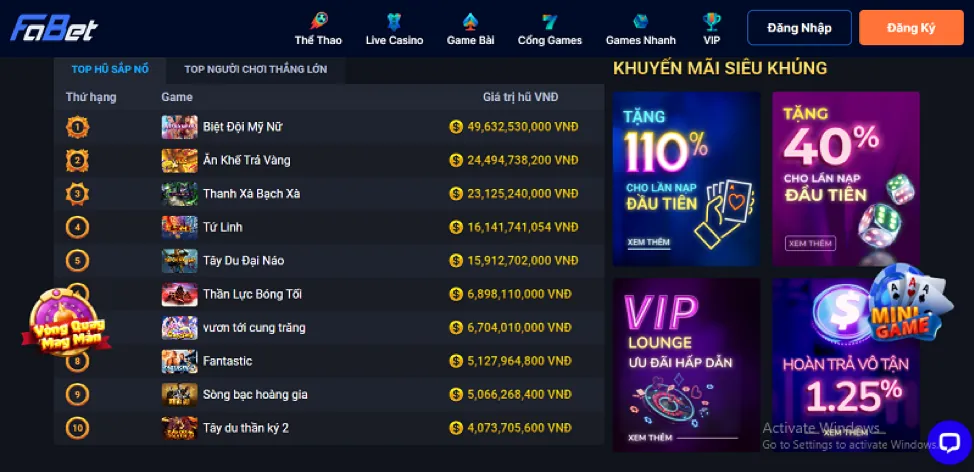 Trò chơi Slot Game nổ hũ